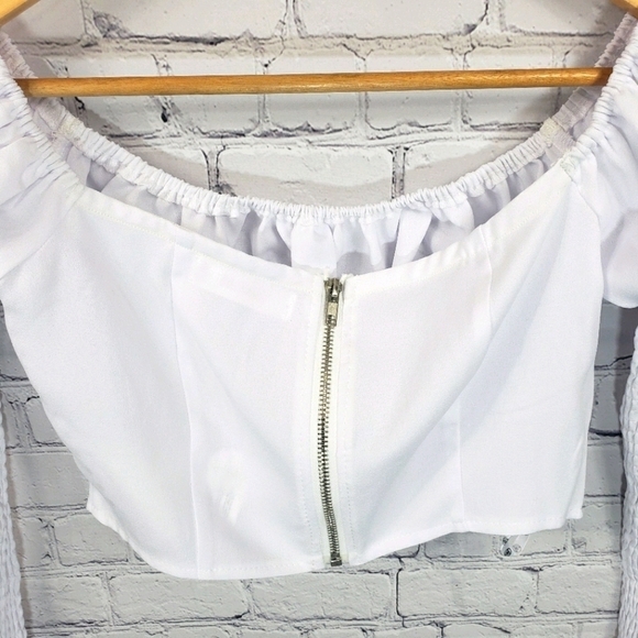 MISSGUIDED Bardot Style Crop Top White Size 2 - Picture 6 of 11